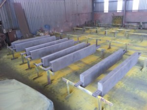 Industrial components after painting