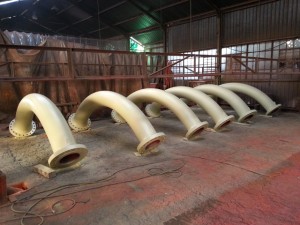 Close-up of coated fabricated components